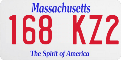 MA license plate 168KZ2