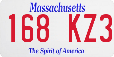 MA license plate 168KZ3