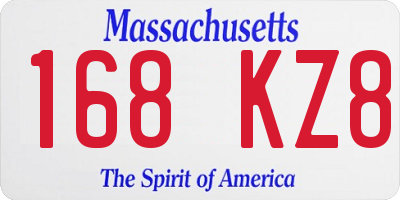 MA license plate 168KZ8