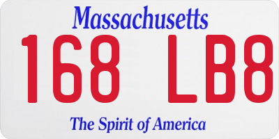 MA license plate 168LB8