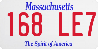 MA license plate 168LE7