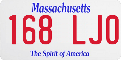 MA license plate 168LJ0