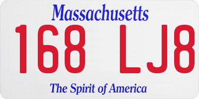 MA license plate 168LJ8