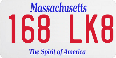 MA license plate 168LK8
