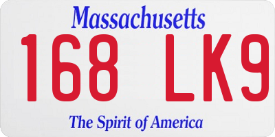 MA license plate 168LK9