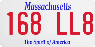 MA license plate 168LL8