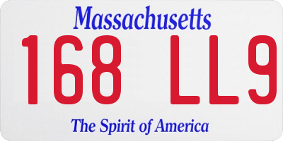 MA license plate 168LL9