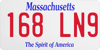 MA license plate 168LN9