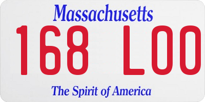 MA license plate 168LO0