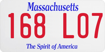 MA license plate 168LO7