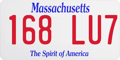 MA license plate 168LU7