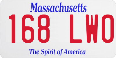 MA license plate 168LW0