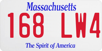 MA license plate 168LW4