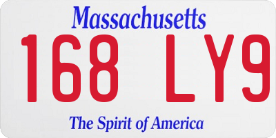 MA license plate 168LY9