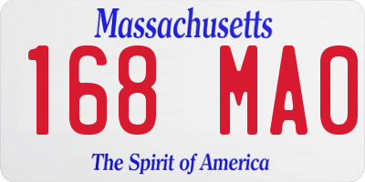 MA license plate 168MA0