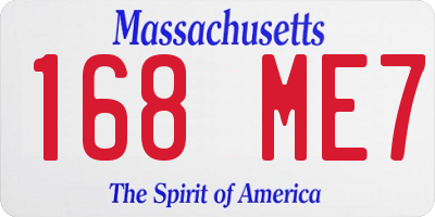 MA license plate 168ME7