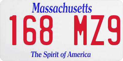 MA license plate 168MZ9