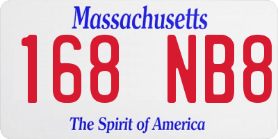 MA license plate 168NB8