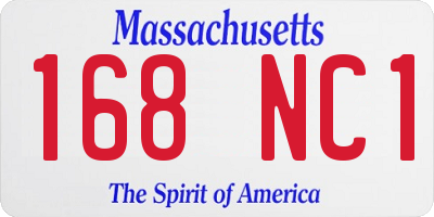 MA license plate 168NC1