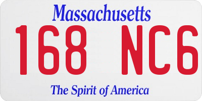 MA license plate 168NC6