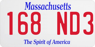 MA license plate 168ND3