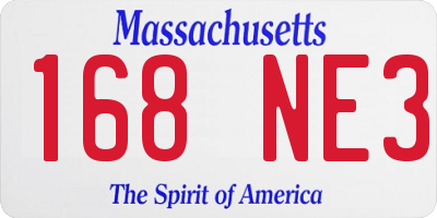 MA license plate 168NE3
