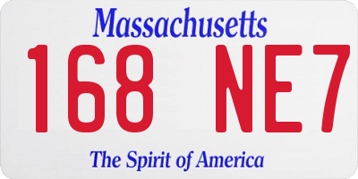 MA license plate 168NE7