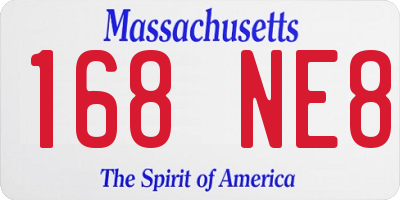 MA license plate 168NE8