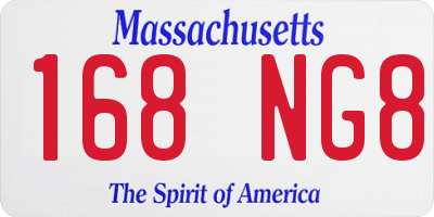 MA license plate 168NG8