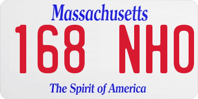 MA license plate 168NH0
