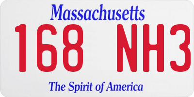 MA license plate 168NH3