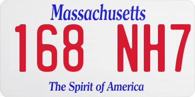 MA license plate 168NH7