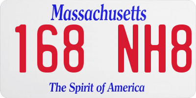 MA license plate 168NH8