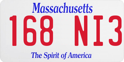 MA license plate 168NI3