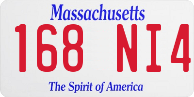 MA license plate 168NI4