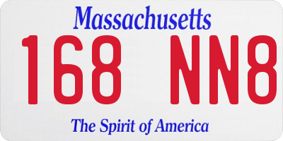 MA license plate 168NN8