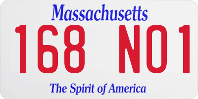 MA license plate 168NO1