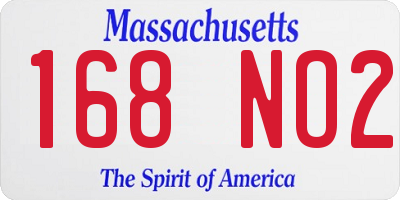 MA license plate 168NO2