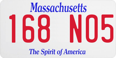 MA license plate 168NO5