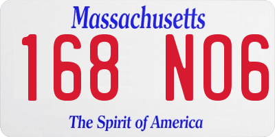 MA license plate 168NO6