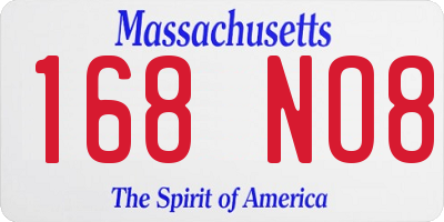 MA license plate 168NO8