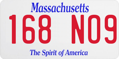 MA license plate 168NO9
