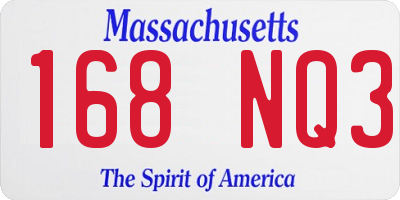 MA license plate 168NQ3