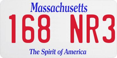 MA license plate 168NR3
