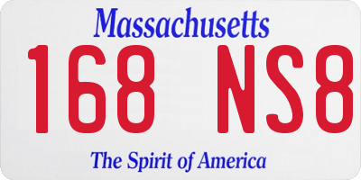 MA license plate 168NS8