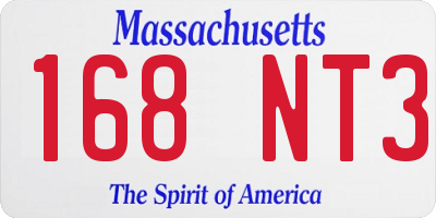 MA license plate 168NT3