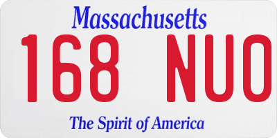 MA license plate 168NU0