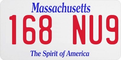 MA license plate 168NU9