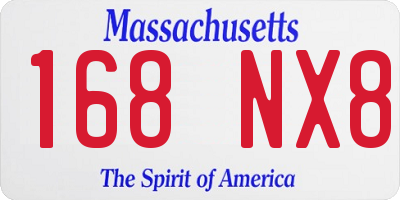 MA license plate 168NX8