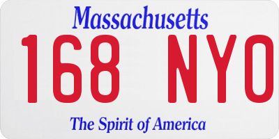 MA license plate 168NY0